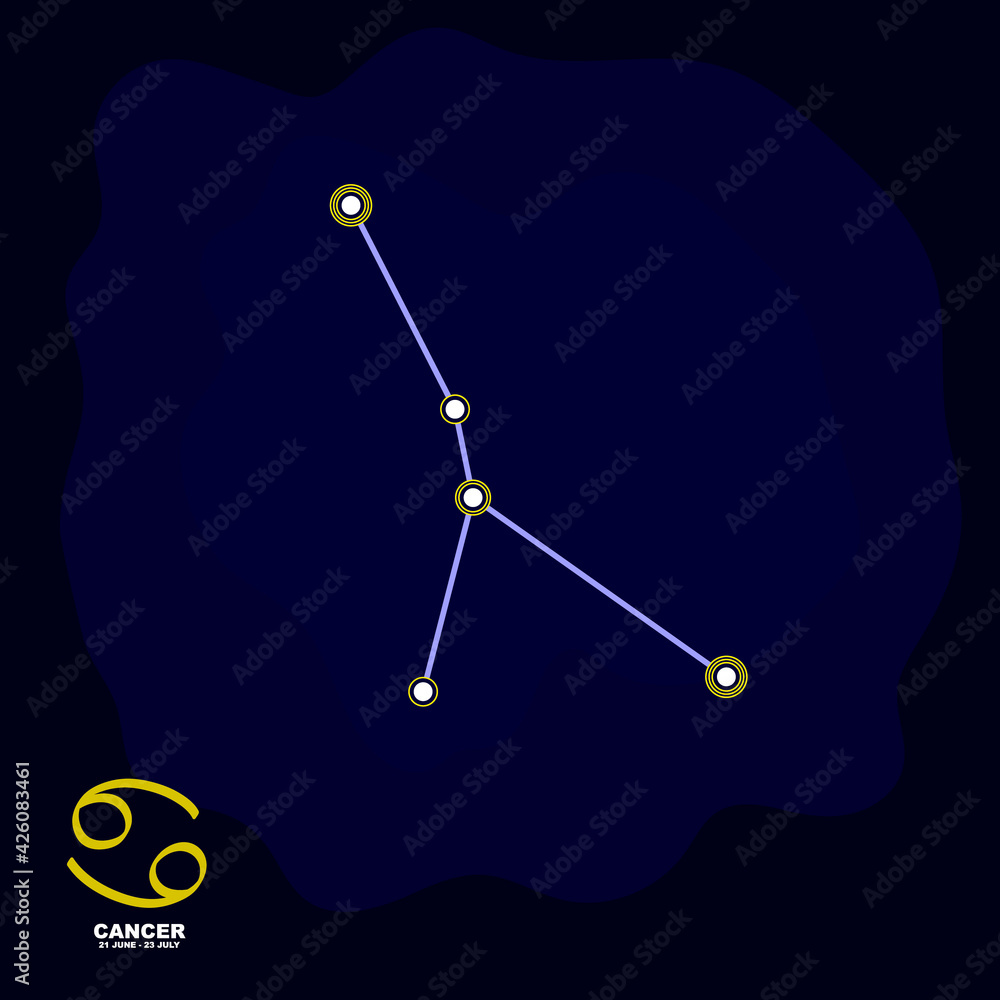 vector image with Cancer zodiac sign and constellation of Cancer for your project vector image with Cancer zodiac sign and constellation of Cancer for your project