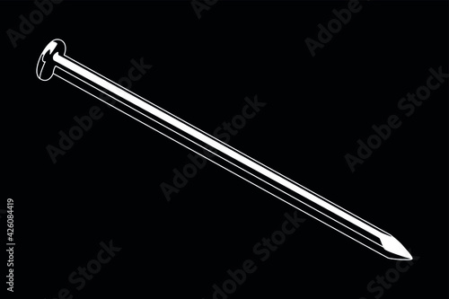 nail steel white on black background