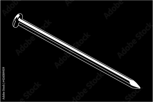 nail steel white on black background