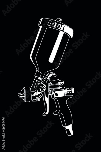 paint gun white on black background