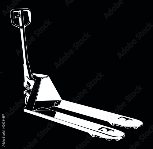 pallet jack white on black background