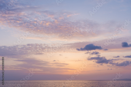 sunless sunset purple sky over the sea