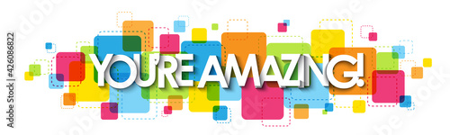 YOU'RE AMAZING! colorful vector typography banner isolated on white background