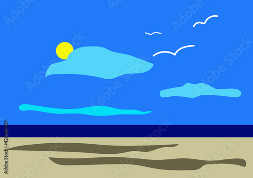 Ein Strand, Landschaft, Vektor