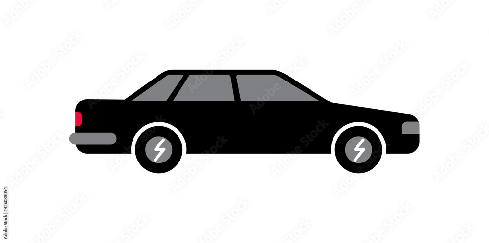 Black sedan car. Vector isolated on white.