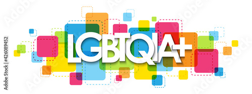 LGBTQIA+ colorful vector typography banner isolated on white background