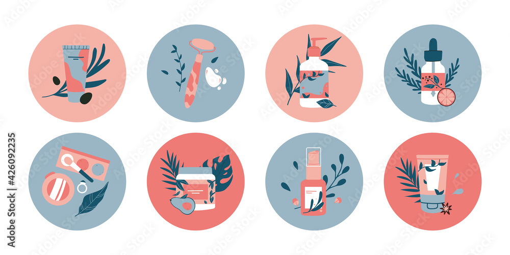 Icon Set for beauty salon, spa. Cosmetics, bottle, jar tube, foam, mask, oil, cream. Aloe vera, leaves, skincare products isolated. Natural organic eco products. Skin care routine beauty objects. Icon Set for beauty salon, spa. Cosmetics, bottle, jar tube, foam, mask, oil, cream. Aloe vera, leaves, skincare products isolated. Natural organic eco products. Skin care routine beauty objects.