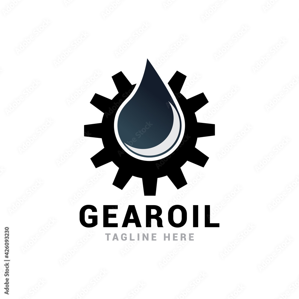 Fototapeta premium Gear drop oil logo icon vector template.
