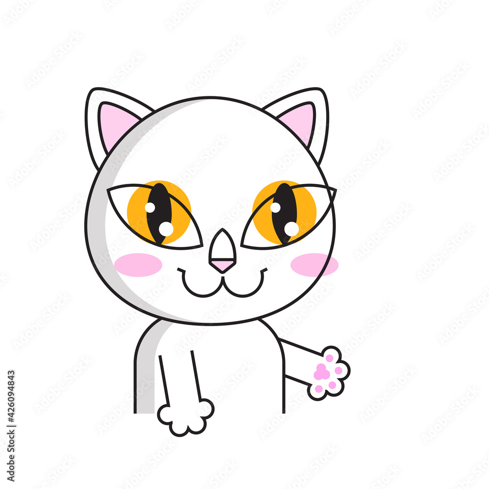 Obraz premium Cute cat sticker isolated on white background
