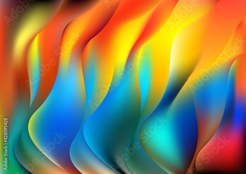 Abstract Red Yellow and Blue Vertical Wave Background