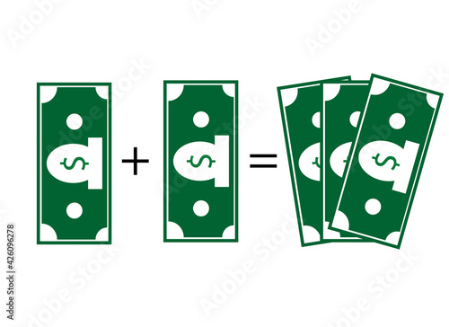 Dollar plus dollar equals three dollars. Investments and augmentation of money