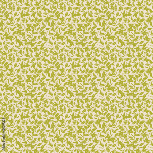 Seamless pattern with many green twigs