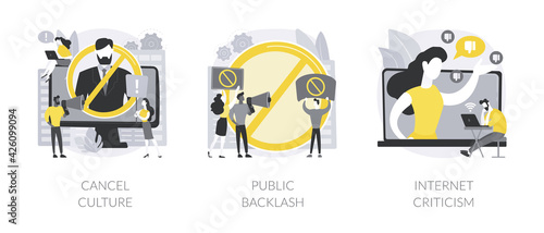 Social media behavior abstract concept vector illustrations.
