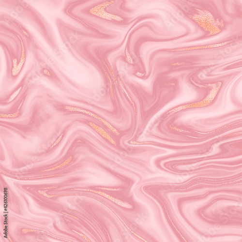 Pink light marble stone with gold texture background