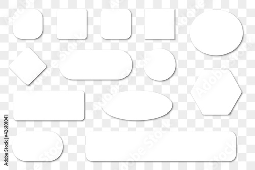 Set of blank white buttons with shadow