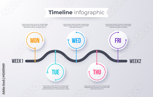 Timeline infographics template. Milestone or process diagram concept.