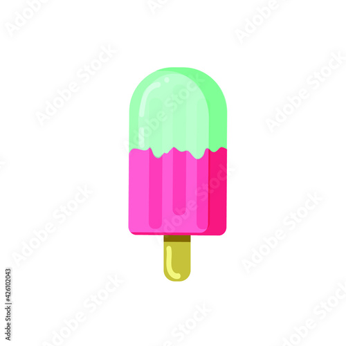 Tasty ice cream.Blue and pink ice cream. trendy kids illustration. Summer popsicle vecor illustration. 