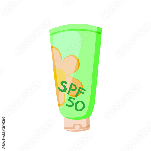 Sun care cream spf 50 vector illustration.Sun protection. Mint tube. Vector illustration