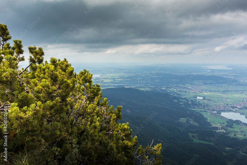 Panorama view at Herzogstand mountain in Bavaria, Germany