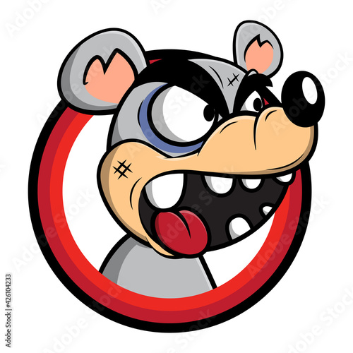 Funny battered mice cartoon characters on the circle, best for logo or symbol of raticide product photo