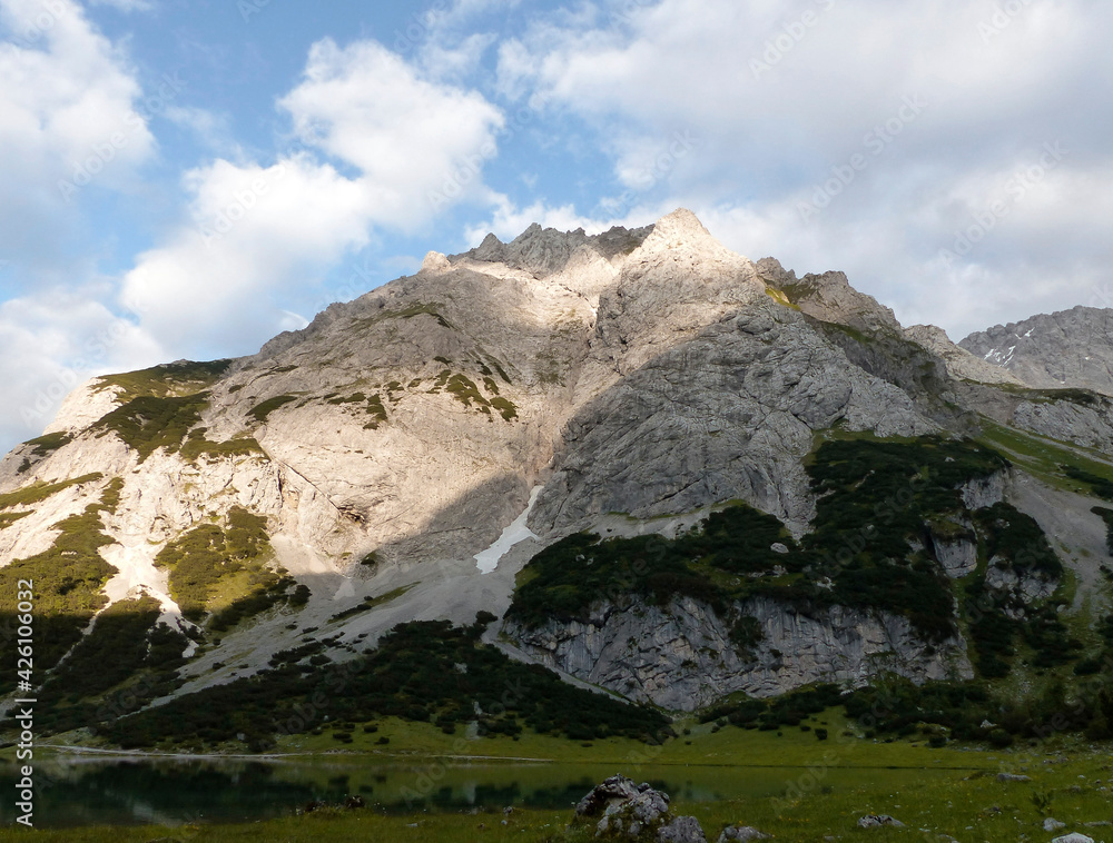 Mountain panorama view at lake Seebensee in Tyrol, Austria Mountain panorama view at lake Seebensee in Tyrol, Austria