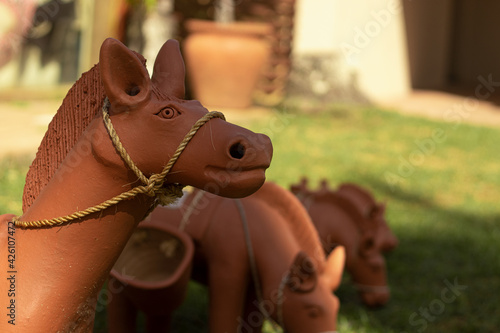 portrait of a handmade brown horse