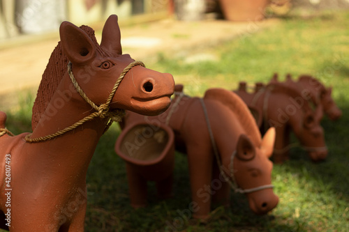 portrait of a handmade brown horse