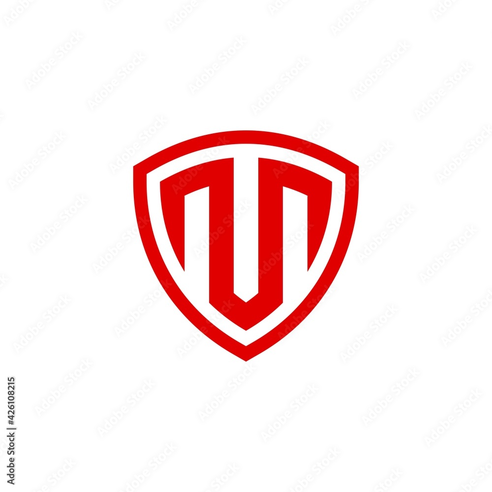 initial Letter M with Shield frame line element initial Letter M with Shield frame line element