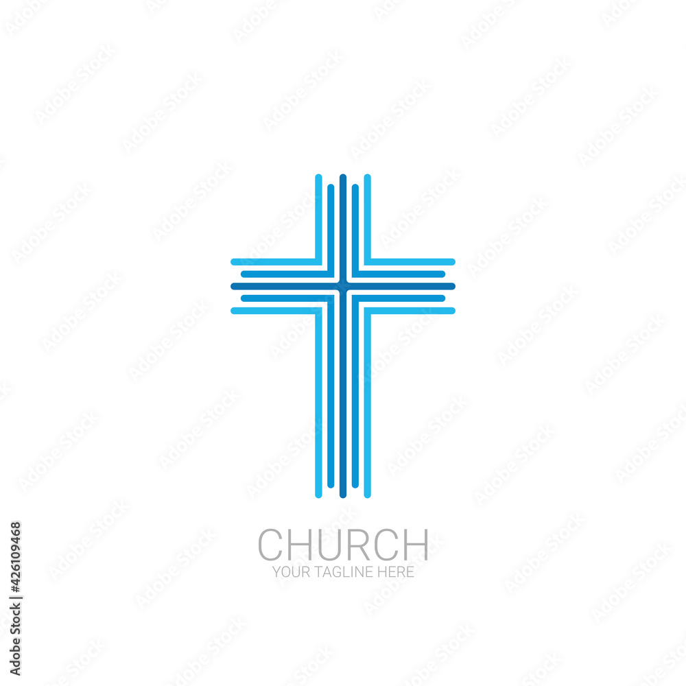 Fototapeta premium Abstract christian cross logo vector template. Church logo.