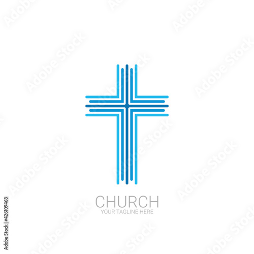 Abstract christian cross logo vector template. Church logo.