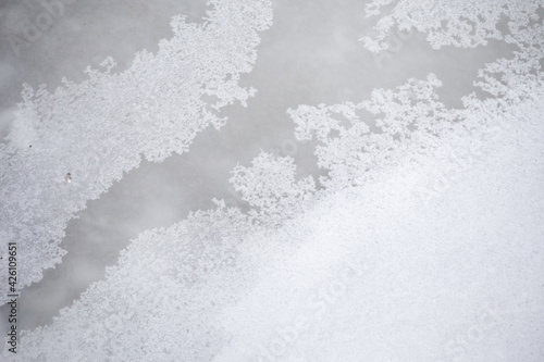 Closeup of ice on a frozen creek