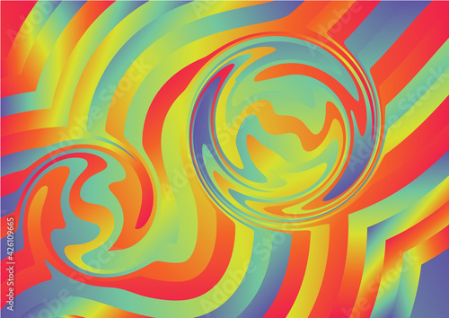 Red Yellow and Blue Gradient Curvature Ripple Lines Background Vector Art