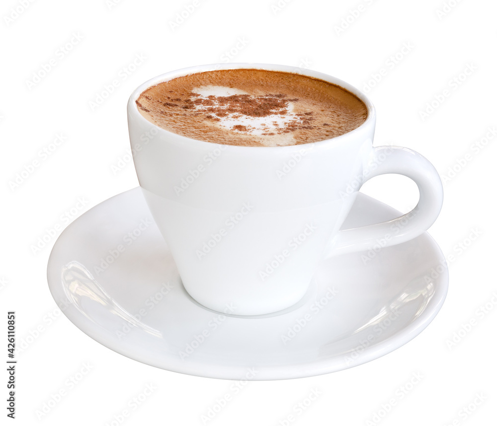 Hot coffee latte cappuccino isolated on white background, clipping path Hot coffee latte cappuccino isolated on white background, clipping path