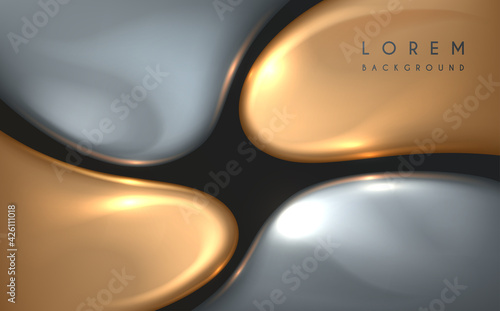 Abstract silver and gold liquid background