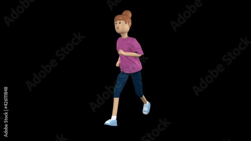 The woman runs. Alpha channel. In the profile there is this woman against a colored background