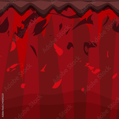 固まった溶岩の地面のブロック_横スクロールゲーム_イラスト素材