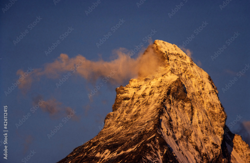 © Tetra Images - Switzerland, Matterhorn peak in sunlight