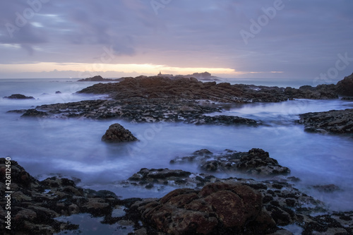Rocky seascape at dusk