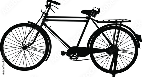 Vintage City bike Silhouette isolated on white background