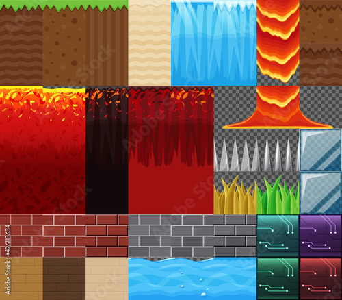 横スクロールゲームの地形_地面のイラスト素材セット