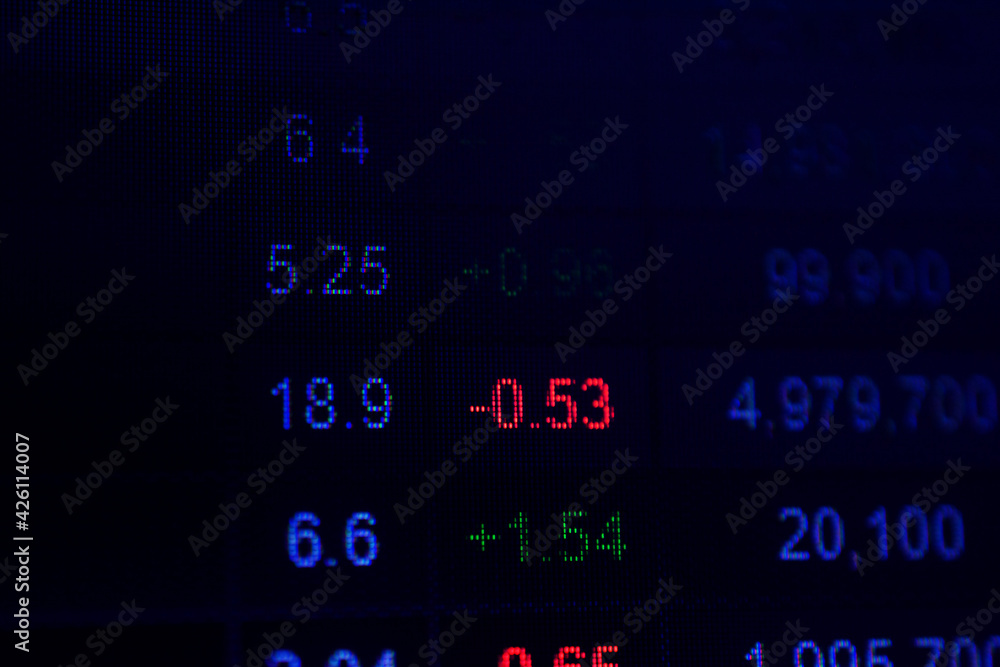Digital data on screen monitor for stock trading business online Digital data on screen monitor for stock trading business online