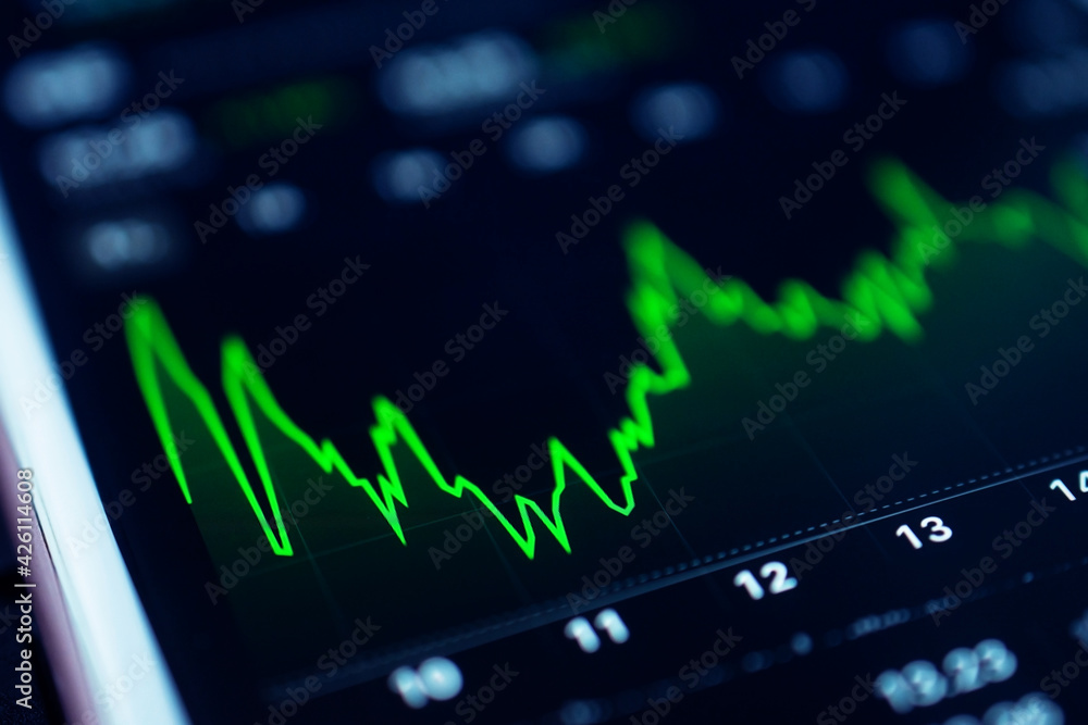 Digital graph chart on screen trade data exchange business soft focus , Trade high risk high return concept Digital graph chart on screen trade data exchange business soft focus , Trade high risk high return concept