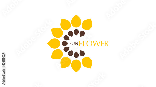 Sunflower logo. Agribusiness emblem. Vector illustration