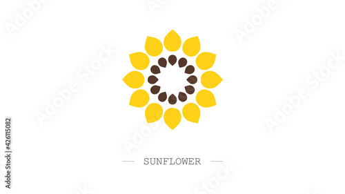 Sunflower logo. Agribusiness emblem. Vector illustration