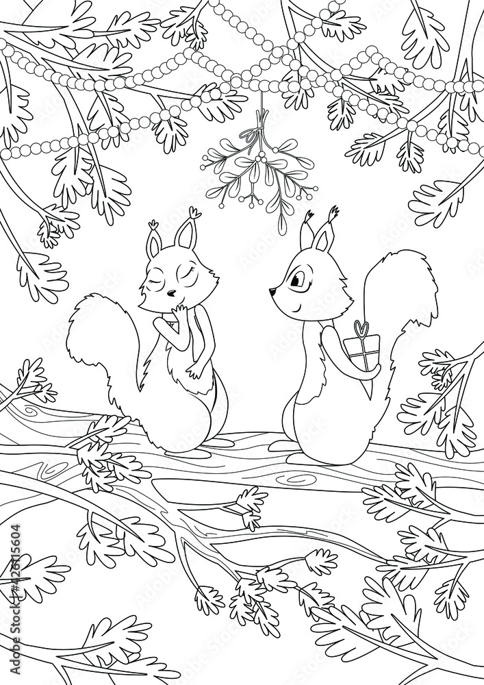 coloring page one squirrel gives a gift to another squirrel coloring page one squirrel gives a gift to another squirrel