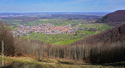 Landschaft mit Blick auf Beuren beim Hohenneuffen, Schwäbische Ab photo