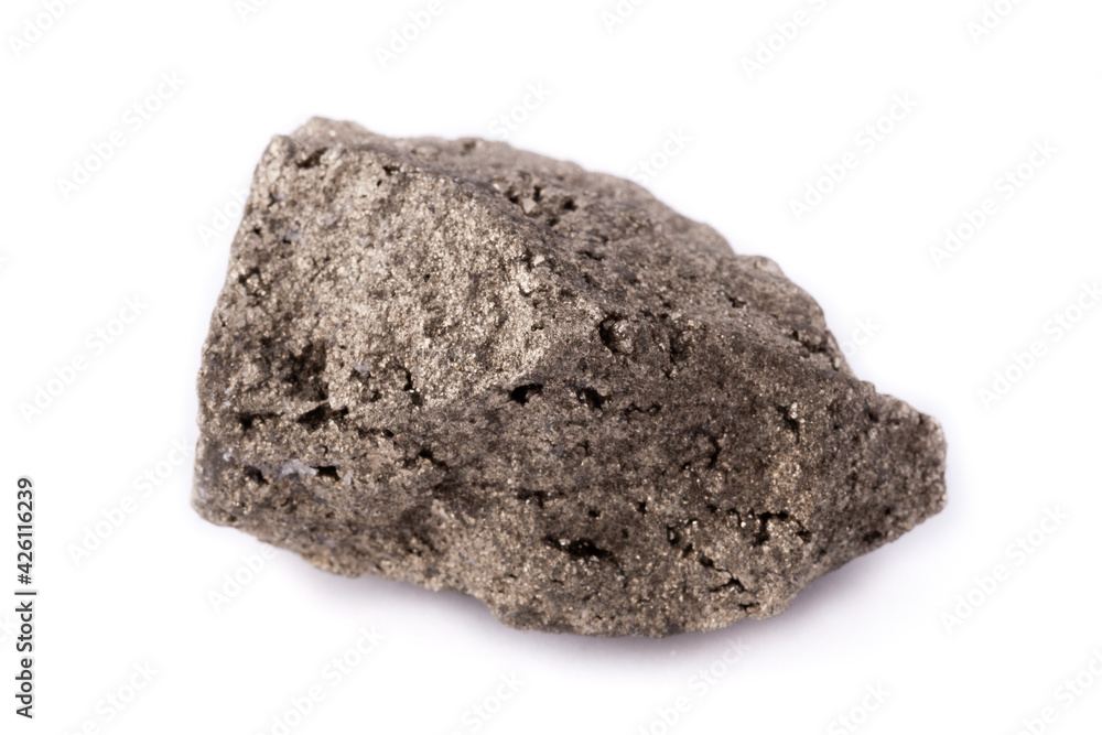 macro pyrite stone on a white background macro pyrite stone on a white background