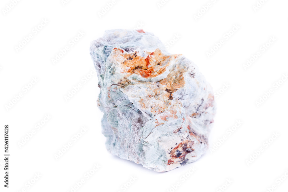 Macro mineral stone Copper on white background Macro mineral stone Copper on white background