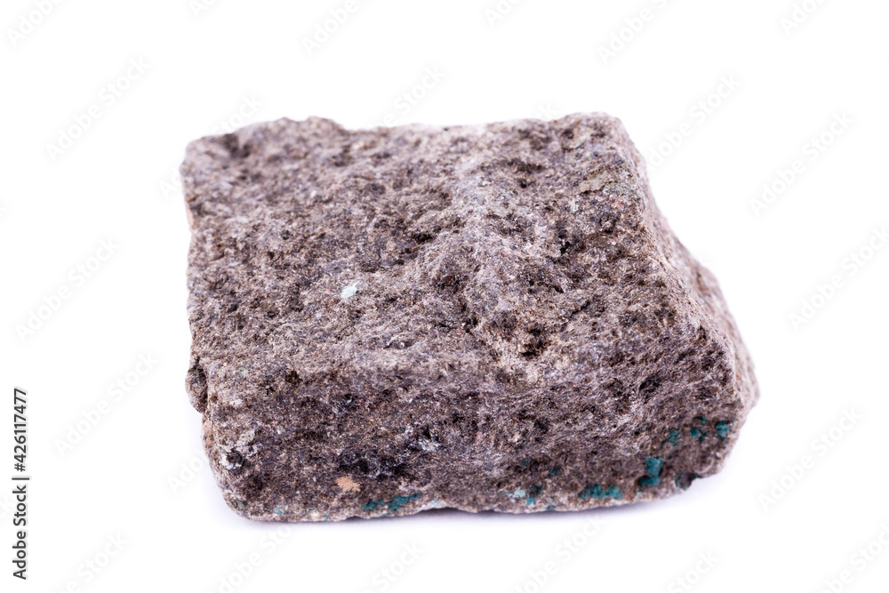 Macro mineral stone Barite on a white background Macro mineral stone Barite on a white background