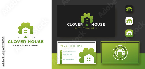 clover three leaf house logo design